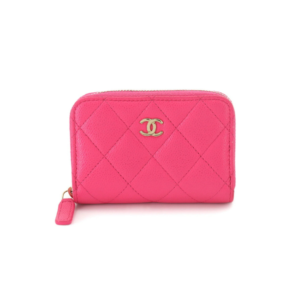 CHANEL Authentic Pink Caviar Leather Logo Wallet